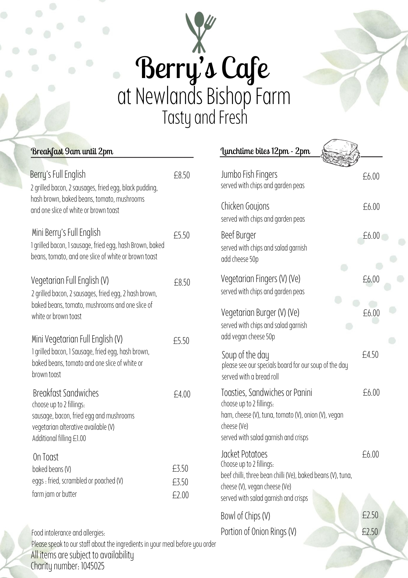 Menu Berrys Cafe